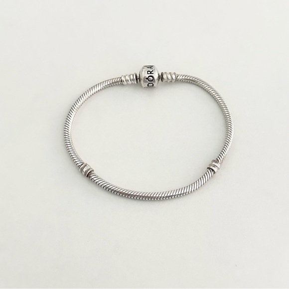 Pandora Sterling Silver Classic Moments Snake Chain Barrel Clasp Bracelet 7.5" - Picture 2 of 5